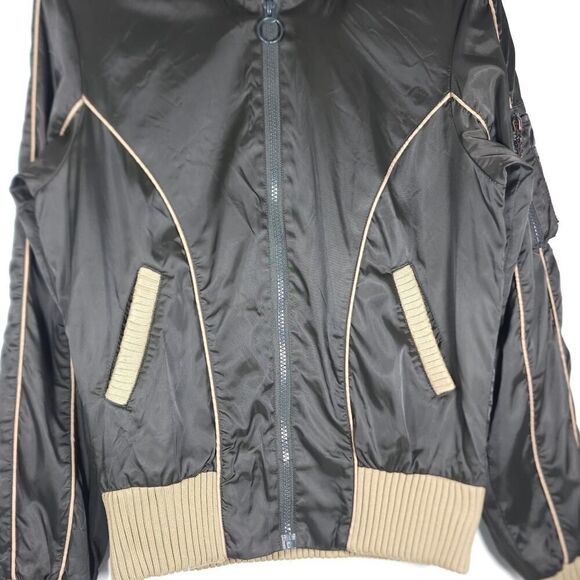 B By Burton Women's Nylon Size Small Brown Full Zip Hooded Bomber Jacket - Picture 3 of 11